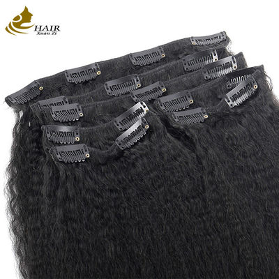 Natural Kinky Straight Clip Em Extensões de Cabelo Bundles 30 polegadas OEM