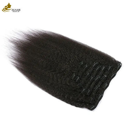 Yaki Kinky Malaio Tecido de Cabelo Sem costura Clip em extensões 7pcs