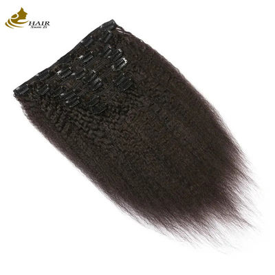 Yaki Kinky Malaio Tecido de Cabelo Sem costura Clip em extensões 7pcs
