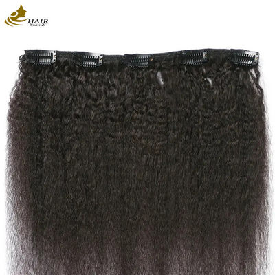 Yaki Kinky Malaio Tecido de Cabelo Sem costura Clip em extensões 7pcs