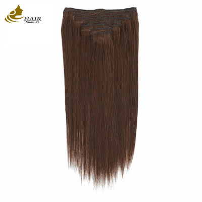 Castanho escuro 22 polegadas Clip In Hair Extensões de cabelo humano 100% de cabelo virgem 16 peças