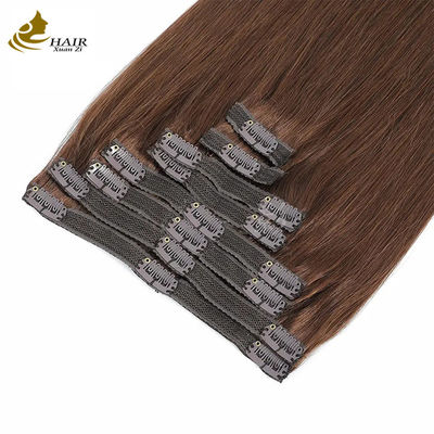 Castanho escuro 22 polegadas Clip In Hair Extensões de cabelo humano 100% de cabelo virgem 16 peças