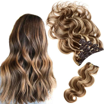 Malasia Tecido Clip Sem costura Em extensões de cabelo suave e suave