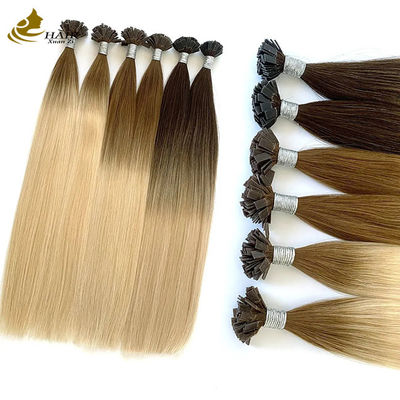 Topa plana de queratina T U Remy Extensões de cabelo loira personalizadas