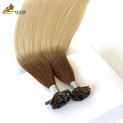 Topa plana de queratina T U Remy Extensões de cabelo loira personalizadas
