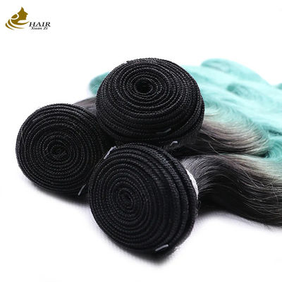 1B Azul Brasileiro Destaque Corpo Ondulado Virgem Brasileira Vermelha Remy Ombre Pacotes de Cabelos Humanos