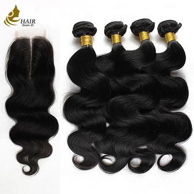 qualidade Stock Natural Corpo Negro Ondulação de Cabelo Humano Extensão de Tecido de Cabelo Brasileiro fábrica