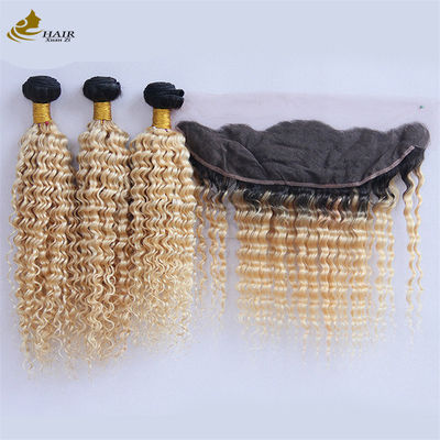 1B/613 Ferramenta de cabelo humano peruana brasileira com fecho frontal de renda