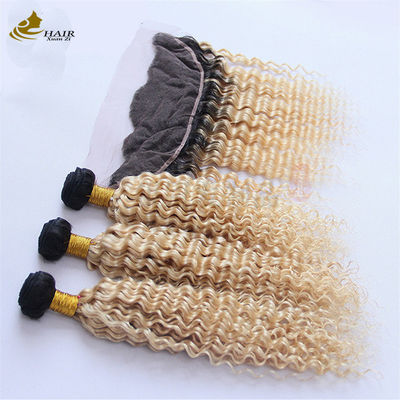 1B/613 Ferramenta de cabelo humano peruana brasileira com fecho frontal de renda