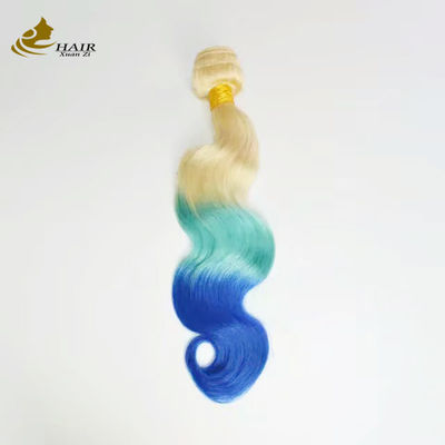 Personalização Ombre Extensões de cabelo humano Bouncy Purple Blue Colored