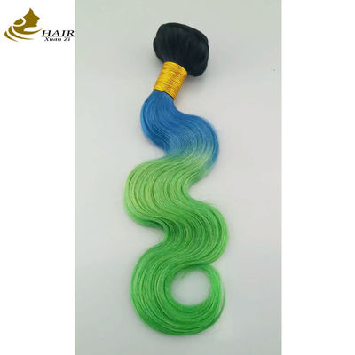 Personalização Ombre Extensões de cabelo humano Bouncy Purple Blue Colored