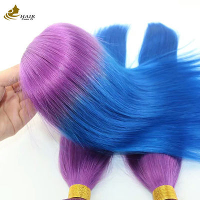 Personalização Ombre Extensões de cabelo humano Bouncy Purple Blue Colored