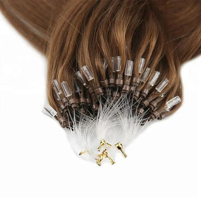 100% Virgem Humana Nano Micro Anel Extensão de Cabelo Marrom