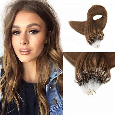 100% Virgem Humana Nano Micro Anel Extensão de Cabelo Marrom