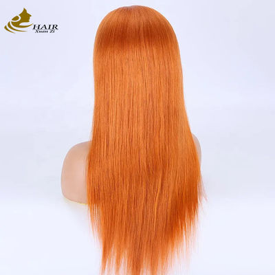 Orange Straight Virgin Human Hair Perucas Full Lace Perucas Personalizadas Perucas para Cabelos Humanos