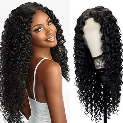 Perucas de Cabelo Humano Personalizadas Sem Cola, Textura Kinky Curl, Pré-arrancadas, Cabelo Encaracolado Preto, Peruca Frontal com Renda