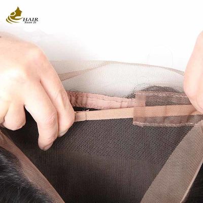 Cabeça humana virgem alinhada com cutícula reta 360 fechamento de renda completa