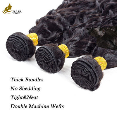 Natural Black Water Wave virgem feixes de cabelo humano