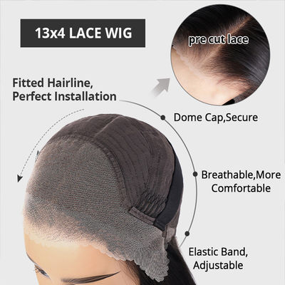 Oss Straight Sem cola Transparente 13X4 HD renda Frente Cores naturais 100% Perucas de cabelo humano