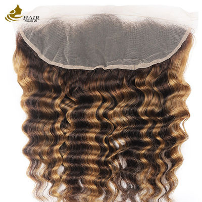Piano 4/27 Deep Wave Fechamento de renda de cabelo humano Fechamento de cabelo brasileiro Transparente 13X4