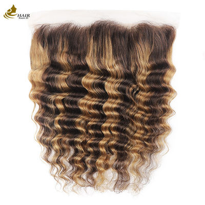 Piano 4/27 Deep Wave Fechamento de renda de cabelo humano Fechamento de cabelo brasileiro Transparente 13X4