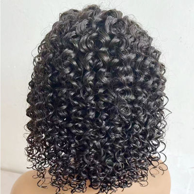 Remy 100% 4*4 Peruca de cabelo humano de renda Curta Curva Natural Preta Peruca frontal de renda humana