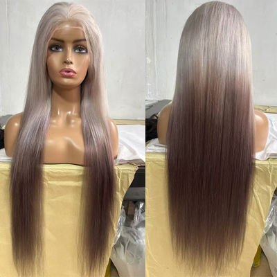qualidade Promoção Cabelo Liso Cinza Prata Transparente Lace Frontal Wigs 100% Cabelo Humano Virgem Lace Wigs Completas Para Mulheres Negras fábrica
