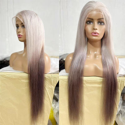 Nova Peruca Feminina Moda Europeia e Americana Cor Gradiente Em Cabelo Longo Direito Destaques Marrom Ouro Fibra Química Teto Feminino