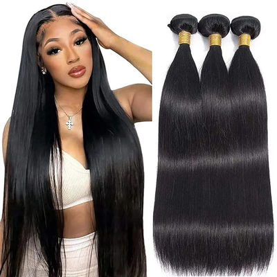 Cabelo de tecido humano virgem Remy Cabelo em feixe Direito Duplo Desenhado Preto Natural