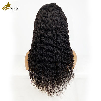 Peruca de cabelo humano virgem com renda frontal 4*4 de cachos pretos naturais com tiras antiderrapantes