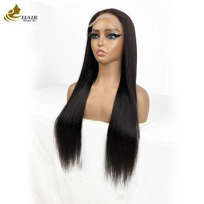 Vendedores por grosso 6*6 Cordel Frontal Velocidade natural de cabelo humano preto Perucas retas com tiras antiderrapagens