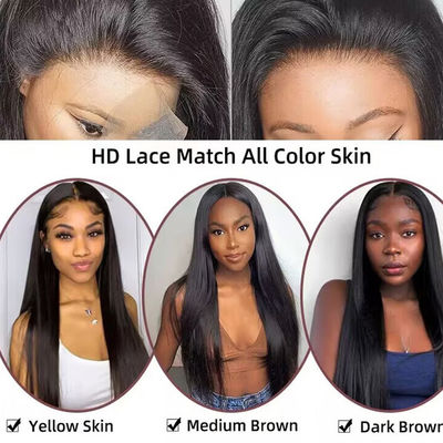 Wholesale Human Hair Wig HD 13X4 Transparent Lace Frontal Pre Plucked Hair Wigs