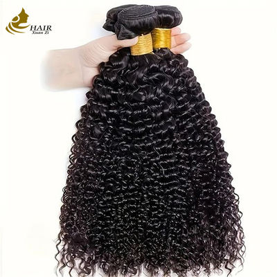 Cabeça preta natural de cabelo curvilíneo brasileiro em feixes Extensões de cabelo