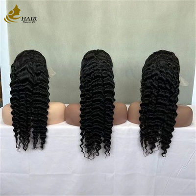 13*4 renda profunda ondulado enrolado cabelo humano perucas natural preto cabelo virgem peruca
