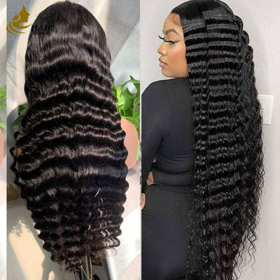 13*4 renda profunda ondulado enrolado cabelo humano perucas natural preto cabelo virgem peruca