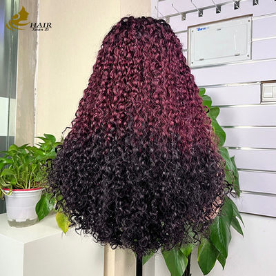 Fácil de usar confortável sem cola 5 * 5 Pixie cabelo humano encaracolado T colorido