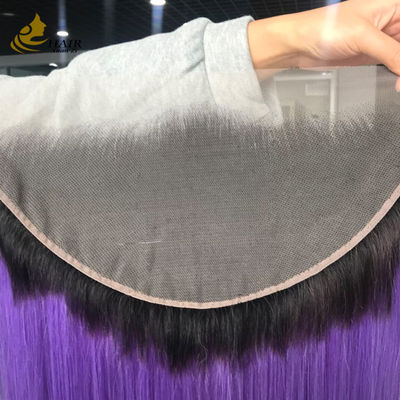 T1b/Purple Virgin Human Straight Hair 13*6 Lace Fechamento frontal com renda marrom claro