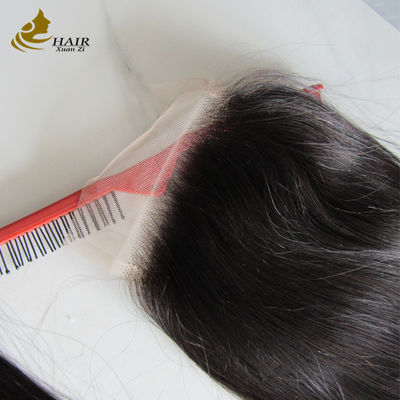 Transparente 4 * 4 renda 20 polegadas preto natural cabelo humano reto renda fecho para venda