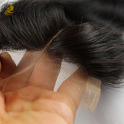 Fechamento de renda transparente 4*4 de 20 polegadas, cabelo humano liso preto natural