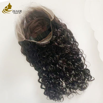 Peruca de renda completa sem cola HD 13*6 com onda de água preta natural de 20 polegadas com densidade de 250% e contorno capilar natural completo