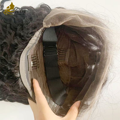 Peruca de renda completa sem cola HD 13*6 com onda de água preta natural de 20 polegadas com densidade de 250% e contorno capilar natural completo