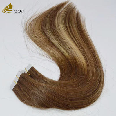 Popular Tecido de pele reta 100% Remy cabelo humano fita de extensão de cabelo cutícula alinhado cabelo virgem