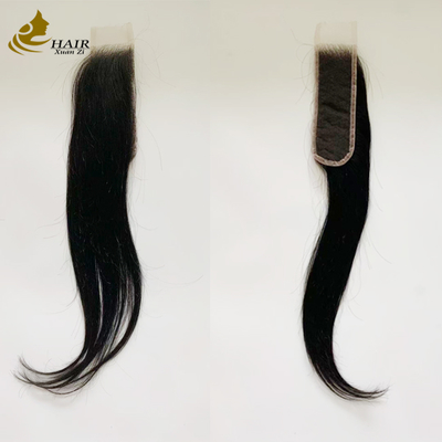 10 polegadas de cabelo humano virgem natural preto cabelo reto feixes com 10 polegadas HD 2 * 6 cabelo fechamento