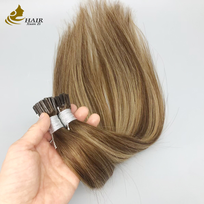 Extensões de cabelo humano com ponta I, alinhadas com cutícula, por atacado