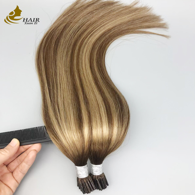 Extensões de cabelo humano com ponta I, alinhadas com cutícula, por atacado
