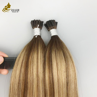 Extensões de cabelo humano com ponta I, alinhadas com cutícula, por atacado