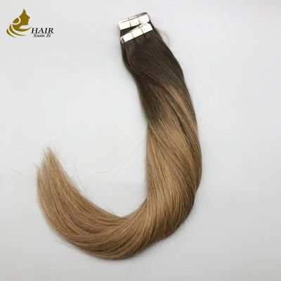 100% de cabelo humano virgem verdadeira fita em extensões de cabelo B2/6 cor extensões de cabelo reto