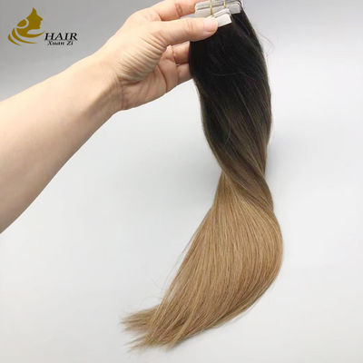 100% de cabelo humano virgem verdadeira fita em extensões de cabelo B2/6 cor extensões de cabelo reto