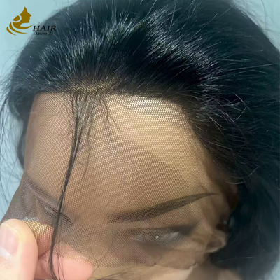 Peruca de cabelo humano de renda integral castanha escura personalizada