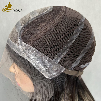 Cabelo humano vietnamita sem cola Peruca frontal de renda reta com silicone